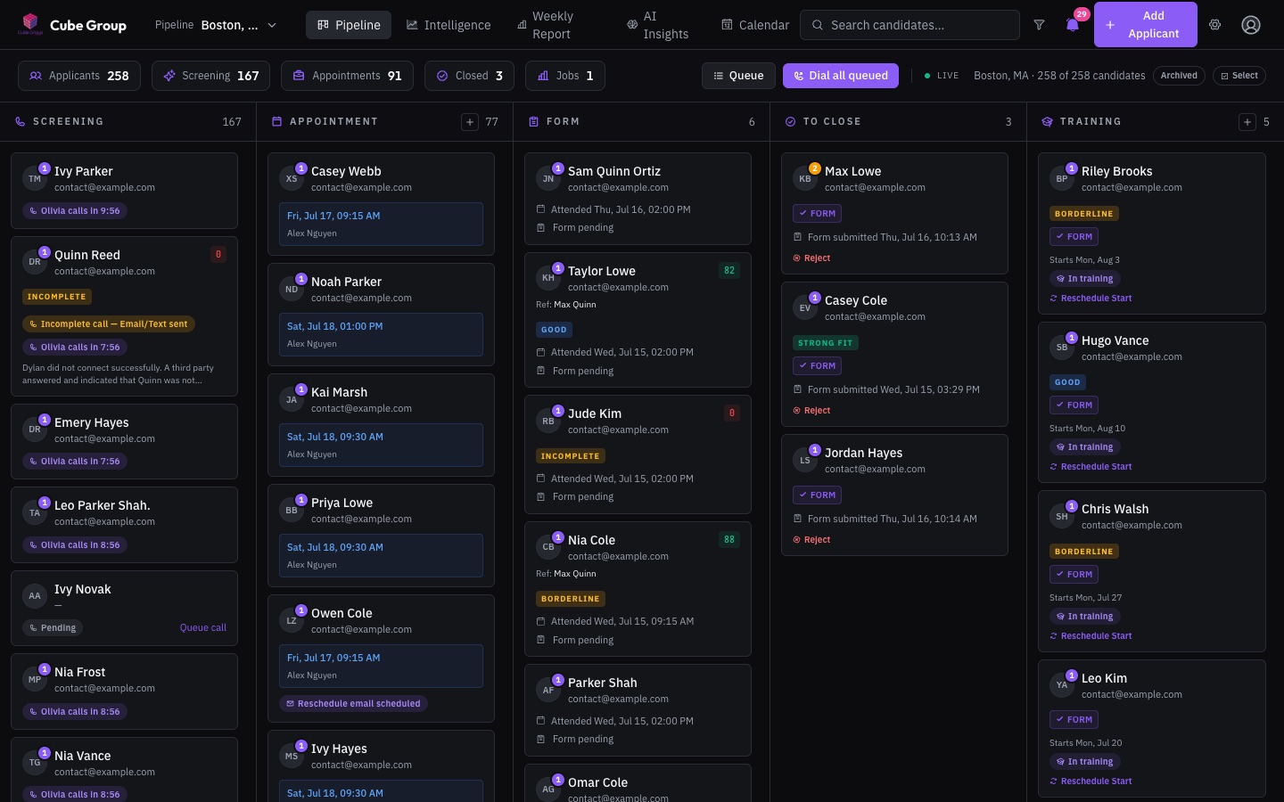 CGRecruit pipeline board