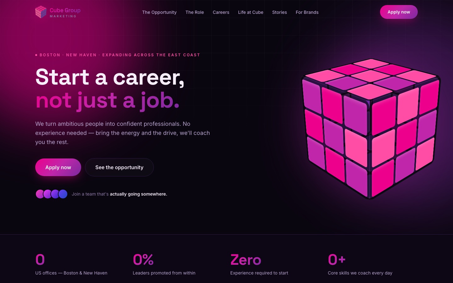 Cube Group Marketing homepage